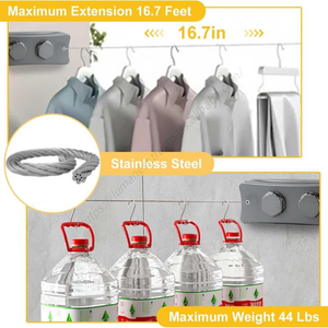 Corde à linge rétractable murale en acier inoxydable pour intérieur et extérieur, vente en gros - Product Image 5