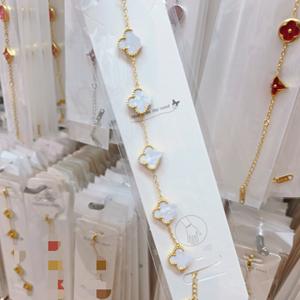 Bracciale da Donna con <span class=keywords><strong>Quadrifoglio</strong></span> a Cinque Fiori, Vendita Transfrontaliera, Pietra Naturale, Non Sbiadisce, Gioiello di Lusso Leggero e di Alta Gamma - Product Image 3