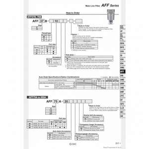 รุ่นตัวกรองลม AFF22C-10BC-S ผลิตภัณฑ์ตัวกรองอากาศ SMC pneumatics - Product Image 1