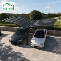 HESIWEI Abri de voiture extérieur en aluminium et polycarbonate de qualité, auvent papillon robuste et résistant, style simple, garage pour voiture