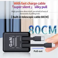Chargeur rapide GaN 20W avec câble Type-C rétractable, adaptateur de charge rapide pour iPhone 17 16 15 14 13 12 11 iPad