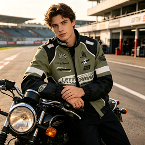 Chaqueta de Motociclismo ODM Block Racing Unisex, Cuello Largo, Chaqueta de Motociclista con Logotipo Personalizado Bordado e Impreso, Moda para Clubes de Carreras - Product Image 1