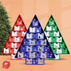 24個入り クリスマスツリー<span class=keywords><strong>DIY</strong></span>ミステリーサプライズギフトボックス 光沢ラミネート加工済みリジッドボックス 子供用 キャンドル用 - Product Image 1
