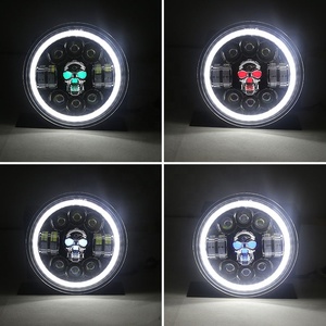 Phare de <span class=keywords><strong>moto</strong></span> rond de 7 pouces de haute qualité, tête de mort colorée, yeux de démon, fantôme, phare LED pour voiture - Product Image 5
