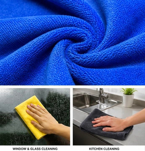 Serviettes de lavage de voiture réutilisables en microfibre corail 40*40cm, fournisseur OEM, 400/500/550 GSM, chiffons de nettoyage ultra absorbants pour voiture - Product Image 5