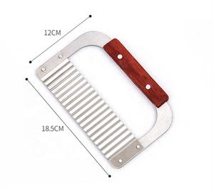 Éplucheur à pommes de terre ondulé à manche en bois, couteau à <span class=keywords><strong>d</strong></span>écouper les légumes et les fruits en acier inoxydable, machine à frites, <span class=keywords><strong>broyeur</strong></span> alimentaire, accessoires de cuisine - Product Image 4