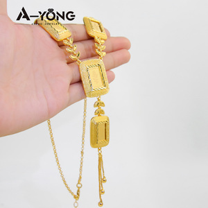 ムスリムデザイン4点セットネックレスブレスレットリングイヤリングセット金メッキカラードバイジュエリーセット - Product Image 6