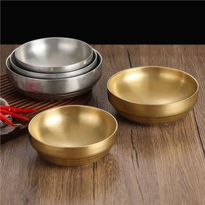 Stainless Steel Noodle Bowl Gold Finish 18cm Home Use Cold Ramen Salad Bowl Solid Color - Product Image 2