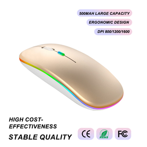 Neue schlanke optische 2,4G Mini-Gaming-Maus 1600 DPI wiederauf ladbare drahtlose USB-Maus LED Hintergrund beleuchtetes ABS Batterie betriebener programmier barer PC - Product Image 1