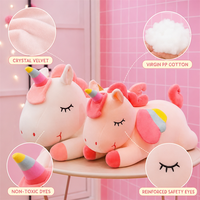 Adorable coussin en peluche cheval rose endormi, licorne en peluche personnalisée, jouet en peluche, poupée, cadeau de Saint-Valentin, animaux en peluche
