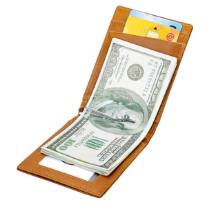 New Arrival Slim <b>RFID</b> Blocking Men's Genuine Leather Mini <b>Wallet</b> with Money Clip Card Holder Custom Featuring Letter Pattern - Product Image 3