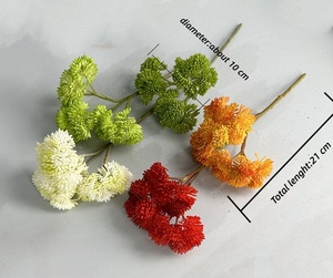 YOPIN-6030 Fleur artificielle réaliste à 3 branches, colorée, 21 cm, tige courte, rouge, orange, verte, pour décoration de bureau - Product Image 6