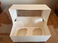 Boîte à cupcakes en carton imprimé à rayures carrées quatre couleurs, 1 trou, qualité alimentaire, vente en gros