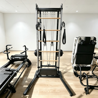 Tour de Pilates portable en bois d'érable avec accessoire échelle et baril, machine Reformer pour exercices corps entier, usage professionnel et domestique MJD W58
