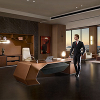 Meubles de bureau en cuir modernes, ensemble de bureau en forme de L, taille personnalisée, design de table de direction contemporaine