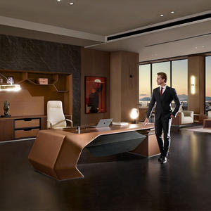 Muebles de oficina modernos de cuero, juego de escritorio de oficina en forma de L, tamaño personalizado, diseño contemporáneo de mesa de oficina ejecutiva - Product Image 6