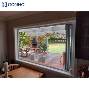 Gonho thương mại sử dụng cấu trúc nhôm ban công cách âm trượt cửa sổ gấp lớn cửa sổ kính gấp bi - Product Image 3