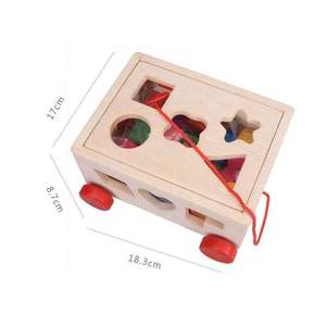 Personalizzato bambino in legno 15 fori blocchi di assemblaggio geometrico <span class=keywords><strong>trattore</strong></span> forma educativa giocattoli regalo abbinati per i bambini - Product Image 2
