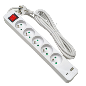 CE per estensione <span class=keywords><strong>bianca</strong></span> certificata tipo francese 5 prese IP20 USB tipo-C prese 3M presa di alimentazione messa a terra per uso industriale - Product Image 4