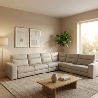 Ensemble de canapés inclinables électriques en cuir véritable de luxe moderne en forme de L, zéro distance murale, pour salon et home cinéma, avec port de charge USB et éclairage LED