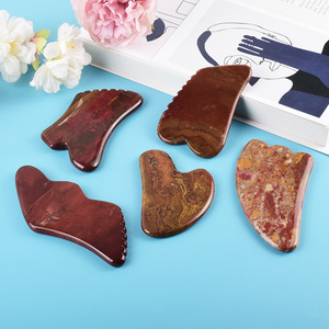 Pietra Gua Sha in Diaspro Mookaite Personalizzata Huiying, Forma a Fulmine, Strumento per Massaggio Facciale, Viso, Collo e Mani - Product Image 2