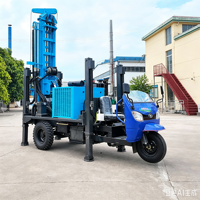Foreuse pneumatique montée sur tricycle pour puits d'eau, moteur diesel, machine de forage de 200 m pour puits profonds