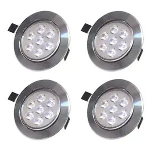 Moderna Lámpara de Techo Empotrada LED Ajustable de 7W con Acabado Blanco Satinado, Base de Aluminio, Cubierta de PMMA, Luz Diurna de 5000K, Clasificación IP44 - Product Image 1