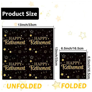 Servilletas de Papel Desechables de 2 Capas, Color Negro y Dorado, para Decoración de Fiestas de Jubilación, Cenas de <span class=keywords><strong>Despedida</strong></span> - Product Image 3