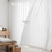 Cortinas translúcidas modernas de poliéster de doble capa de gasa francesa teñida con hilo crema para todas las estaciones, ideales para sala de estar, dormitorio, balcón y ventana abatible.