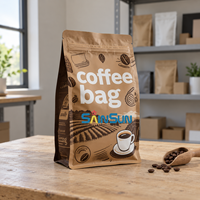 Sachet en papier kraft imprimé sur mesure avec soufflet latéral et fermeture éclair refermable pour l'emballage de café en grains entiers – Artisan Roastery