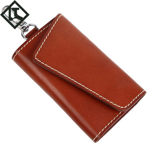 Genuine Leather Key <b>Pouch</b> 11 x 6.5 Cm Cover Type Solid Color For <b>Men</b> Car Key Holder Everyday Use - Product Image 3