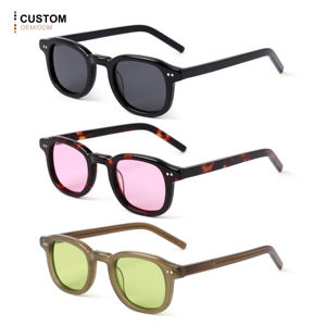 高品質カスタムロゴUV400高級スクエア長方形フレーム偏光アセテートサングラスユニセックス男女兼用 - Product Image 1