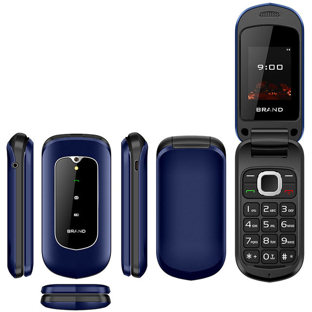 Dual SIM GSM Flip Phone with Keypad FM 1.77" TFT Display Rear Camera 0.08MP Torch Spanish German Custom Logo Wholesale