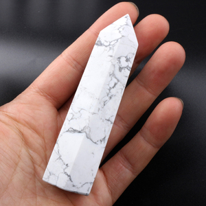 หินคริสตัลฮาวไลท์สีขาวทรงหกเหลี่ยมขัดเงาสำหรับตกแต่ง ขายส่ง - Product Image 5