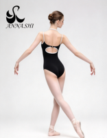 Justaucorps de ballet Anna Shi pour femme/enfant, bretelles doubles fines, passepoil blanc, découpe ovale au dos, boucle réglable, pour entraînement de danse