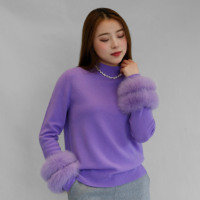 Pull en laine sans couture personnalisé sans couture Pull en laine léger pour femmes avec fourrure de renard