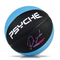 Ballon de basket PSYCHE, prix compétitif, logo personnalisé, cuir hygroscopique, bleu/noir, taille 7, intérieur/extérieur