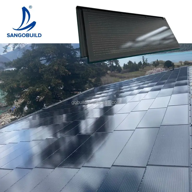 بلاط سقف من ألواح الطاقة الشمسية الكهروضوئية BIPV للزجاج الدفيئة بالطاقة الخضراء