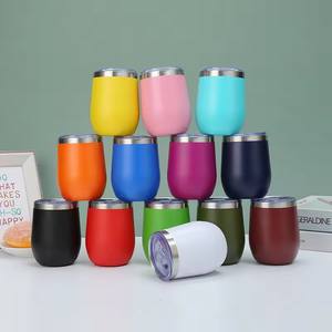 12oz Stainless Steel Double Layer Eggshell Insulated Vacuum Thermos Coffee Cup Outdoor <strong>Mini</strong> <strong>Egg</strong> Shaped Cup <strong>Mug</strong> with Lid - Product Image 1