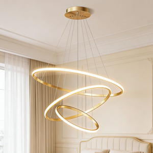 Lustre moderne <span class=keywords><strong>à</strong></span> LED en or, trois anneaux ronds, pour salon, <span class=keywords><strong>salle</strong></span> <span class=keywords><strong>à</strong></span> <span class=keywords><strong>manger</strong></span>, chambre, îlot <span class=keywords><strong>de</strong></span> cuisine, hôtel, villa, <span class=keywords><strong>luminaire</strong></span> <span class=keywords><strong>de</strong></span> plafond - Product Image 1