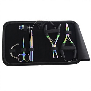 Kit d'outils pour extensions capillaires en acier : Aiguilles à coudre, micro-perles, pince à sertir, crochet de retrait, mini-ciseaux – Usage commercial - Product Image 1