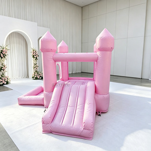 Lilytoys Château gonflable rose pour mariage et fête, château gonflable commercial pour enfants avec toboggan et piscine, structure gonflable - Product Image 1