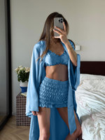 Nouvelle Collection Automne 2025 – Ensemble Trois Pièces Anti-Plis en Polyester : Short, Cardigan et Robe de Nuit Décontractés pour la Maison
