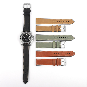Nuevo estilo 20mm 22mm correas de reloj de goma impermeables silicona + correas de reloj de liberación rápida de cuero de vaca genuino