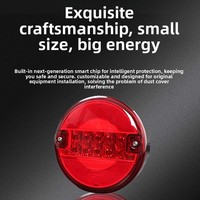 Feux de camion 12-24V LED rouges clignotants, feux de signalisation, feux arrière ronds de 55 pouces