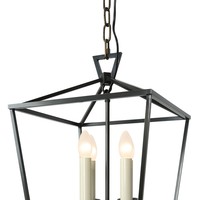 Lámpara de Techo Estilo Rústico de Cobre con 4 Luces, Lámpara Colgante de Estilo Rústico Negra, Lámpara Colgante con Cadena