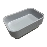 Boîte alimentaire rectangulaire jetable en PET et feuille d'aluminium 160*102*30mm 300ml avec couvercle, en pulpe moulée de qualité alimentaire pour plats à emporter