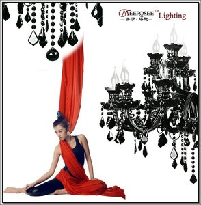 Lámpara de Techo de Cristal Negro de Lujo MEEROSEE, Araña de Cristal de <span class=keywords><strong>Murano</strong></span> K9 de Alta Calidad China, Iluminación para Hoteles MD1003 - Product Image 4