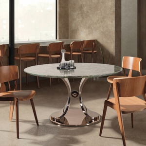 Cao Bán Công Nghiệp Crank Bàn Cà Phê Cơ Sở Titan Vòm Thiết Kế Bệ Mạ Nâu Bàn Tròn Bàn Cà Phê Kim Loại Khung - Product Image 2