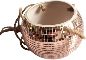 Planteur boule disco <span class=keywords><strong>en</strong></span> gros, planteur suspendu boule disco <span class=keywords><strong>en</strong></span> céramique avec trou <span class=keywords><strong>de</strong></span> drainage et corde pour jardin, maison, véranda - Product Image 3